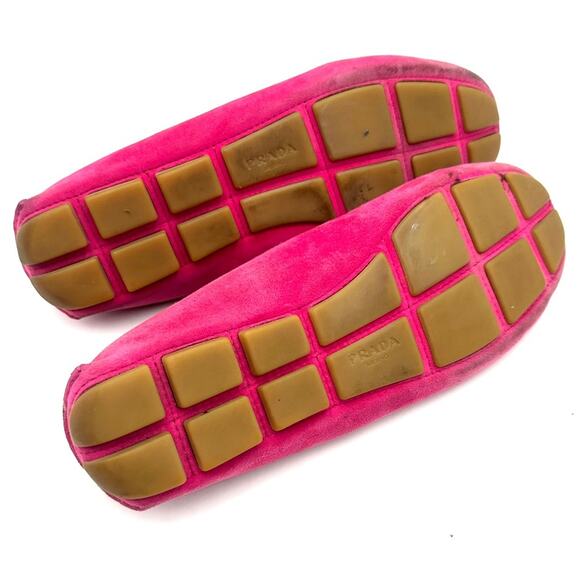 PRADA flats - Fuchsia Hot Pink #barbiecore suede flats - SIZE 37.5 EUC / 7 US - Picture 10 of 14